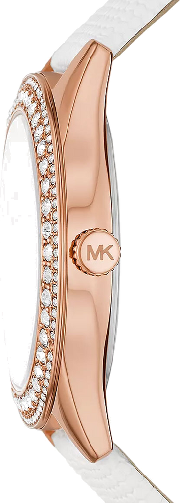 Michael Kors Harlowe Analog Rose Gold Dial White Leather Strap Watch For Women - MK2989 Buy Now By Michael Kors