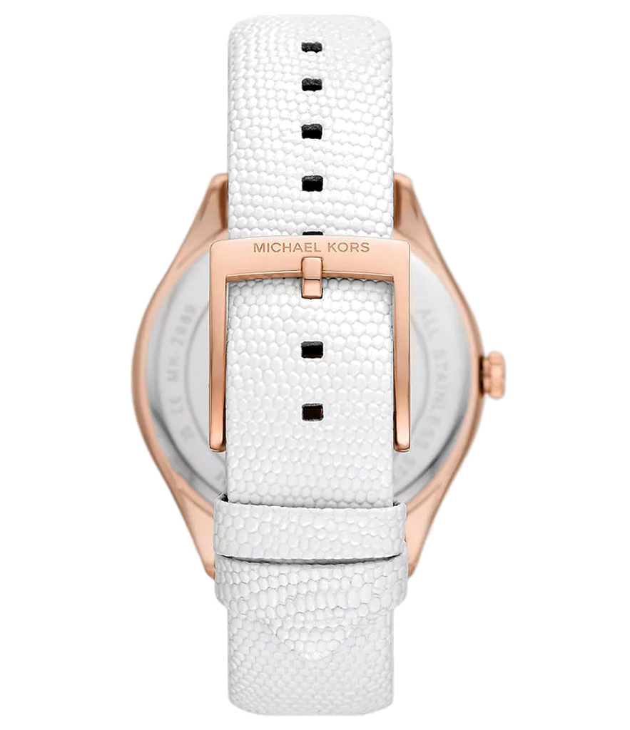 Michael Kors Harlowe Analog Rose Gold Dial White Leather Strap Watch For Women - MK2989 Buy Now By Michael Kors