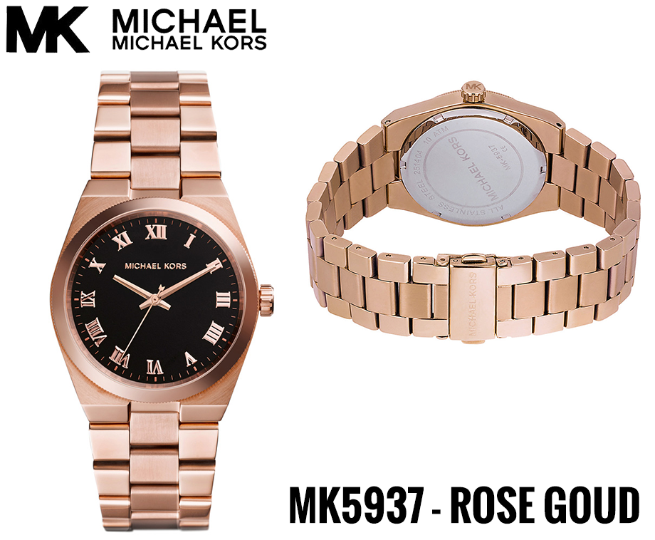 Michael Kors Channing Black Dial Rose Gold Steel Strap Watch For Women - MK5937 Buy Now By Michael Kors