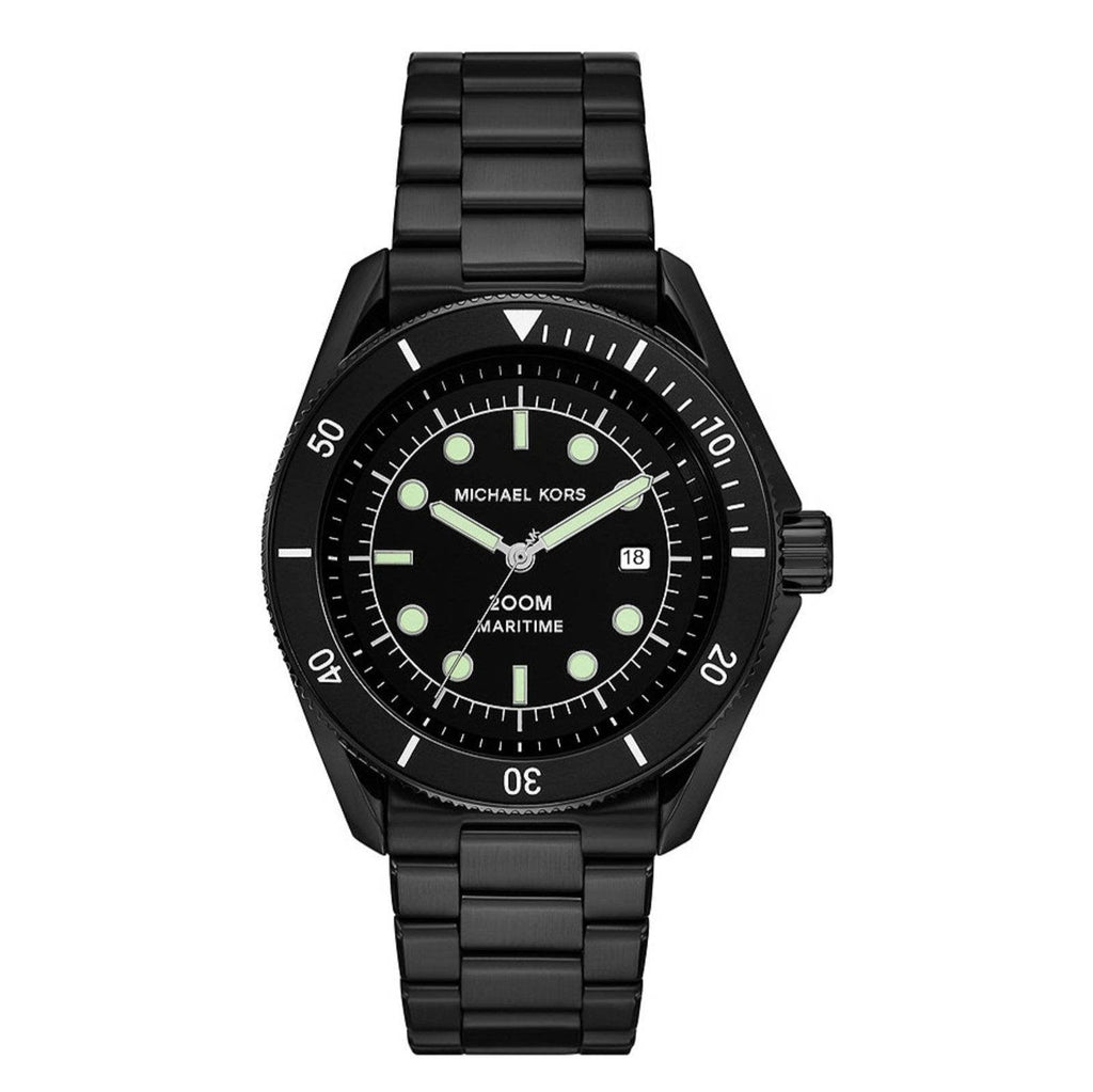 Michael Kors Maritime Three Hand Black Dial Black Steel Strap Watch for Men - MK9181 Buy Now By Michael Kors