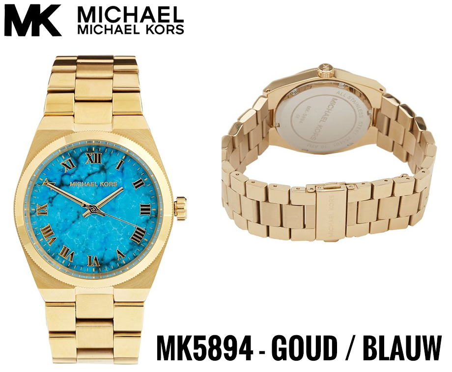 Michael Kors Channing Turquoise Dial Gold Steel Strap Watch For Women - MK5894 Buy Now By Michael Kors