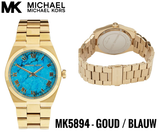 Michael Kors Channing Turquoise Dial Gold Steel Strap Watch For Women - MK5894 Buy Now By Michael Kors