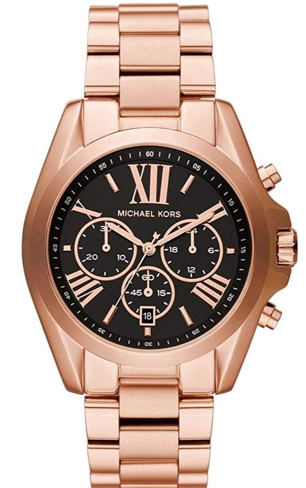 Michael Kors Bradshaw Black Dial Rose Gold Steel Strap Watch for Women - MK5854 Buy Now By Michael Kors