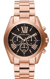 Michael Kors Bradshaw Black Dial Rose Gold Steel Strap Watch for Women - MK5854