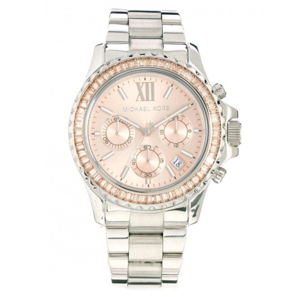 Michael Kors Everest Chronograph Gold Dial Silver Steel Strap Watch For Women - MK5870 Buy Now By Michael Kors