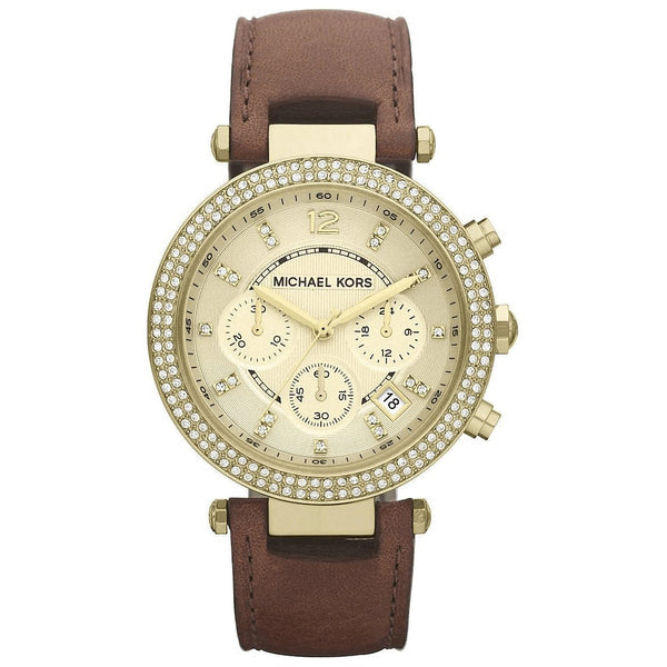 Michael Kors Parker Champagne Gold Dial Brown Leather Strap Watch for Women - MK2249 Buy Now By Michael Kors