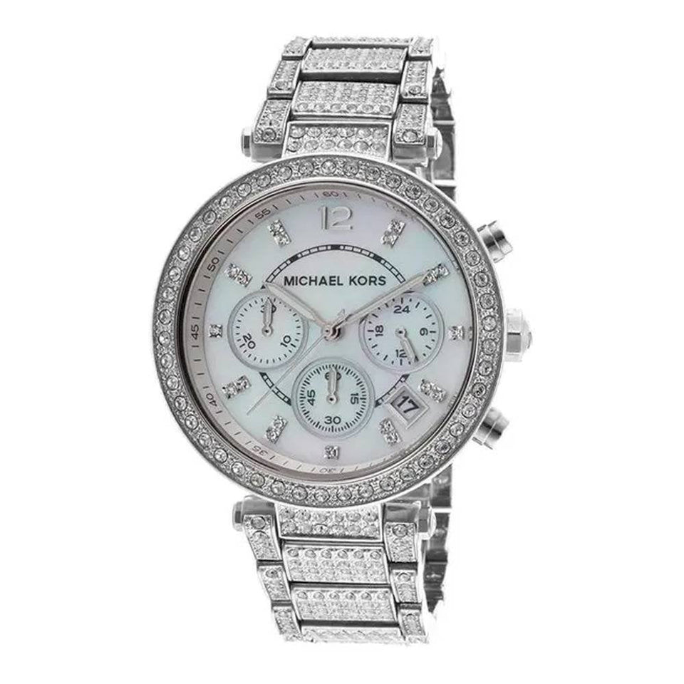 Michael Kors Parker Mother of Pearl Dial Diamonds Silver Steel Strap Watch for Women - MK5572 Buy Now By Michael Kors