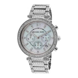 Michael Kors Parker Mother of Pearl Dial Diamonds Silver Steel Strap Watch for Women - MK5572 Buy Now By Michael Kors