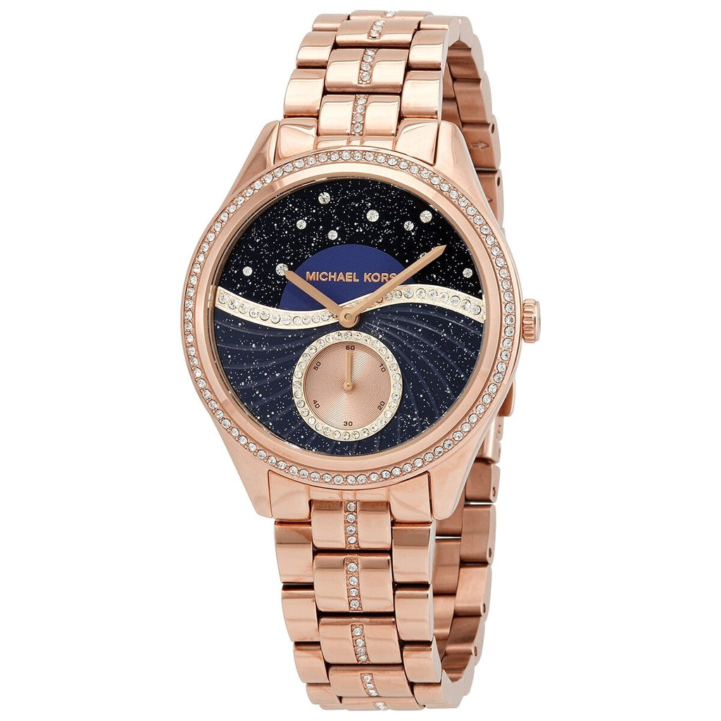 Michael Kors Lauryn Blue Dial Rose Gold Steel Strap Watch for Women - MK3723 Buy Now By Michael Kors