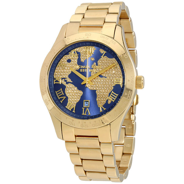 Michael Kors Layton Pave Blue Dial Gold Steel Strap Watch for Women - MK6243 Buy Now By Michael Kors