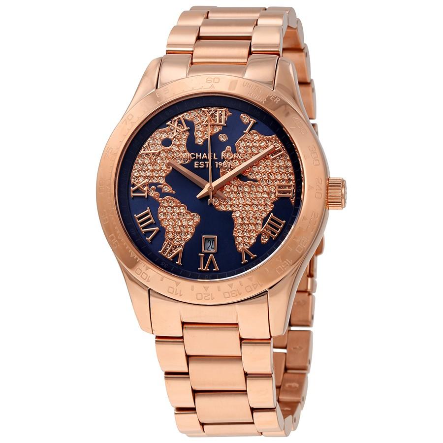 Michael Kors Layton Rose Gold Dial Rose Gold Steel Strap Watch for Women - MK6395 Buy Now By Michael Kors