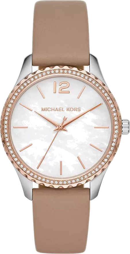 Michael Kors Layton Mother of Pearl White Dial Brown Leather Strap Watch For Women - MK2910 Buy Now By Michael Kors