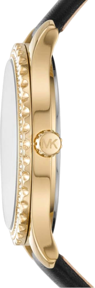 Michael Kors Layton Three Hand Mother of Pearl Black Dial Black Leather Strap Watch For Women - MK2911 Buy Now By Michael Kors