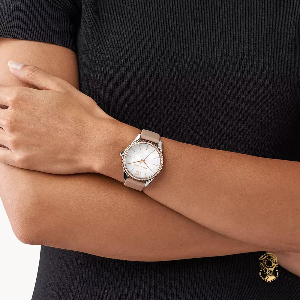 Michael Kors Layton Mother of Pearl White Dial Brown Leather Strap Watch For Women - MK2910 Buy Now By Michael Kors