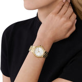 Michael Kors Lennox Three-Hand Silver Dial Gold Steel Strap Watch For Women - MK7278 Buy Now By Michael Kors