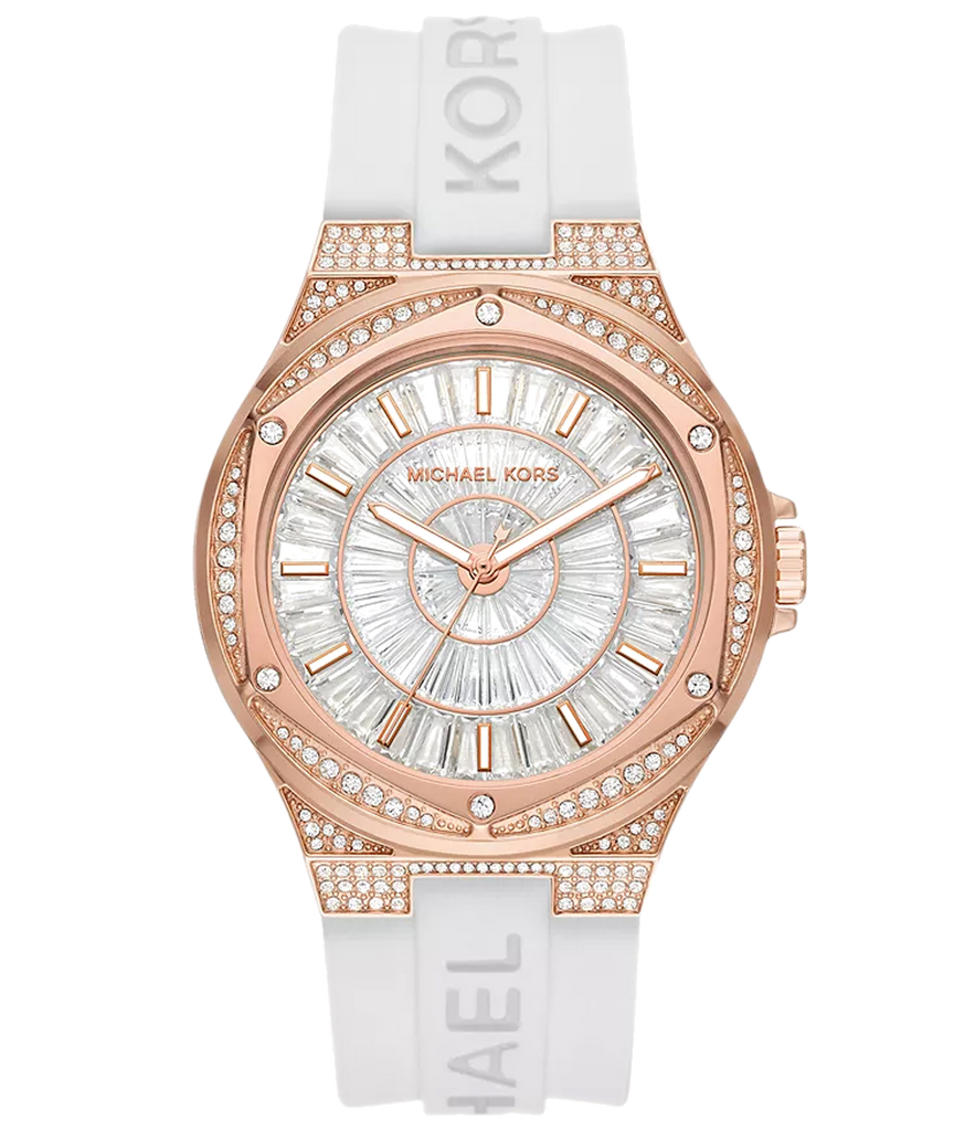 Michael Kors Lennox Three-Hand Crystals Dial White Silicone Strap Watch For Women - MK7248 Buy Now By Michael Kors