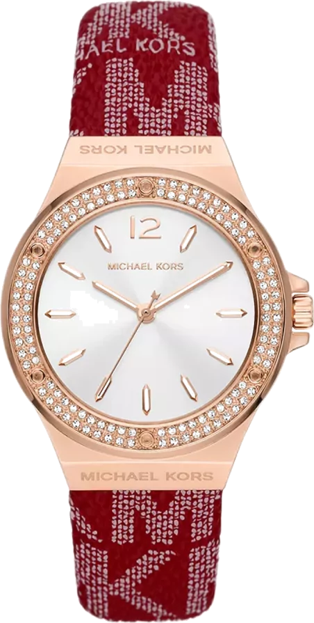 Michael Kors Lennox Three Hand Silver Dial Red Leather Strap Watch For Women - MK7308 Buy Now By Michael Kors