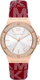 Michael Kors Lennox Three Hand Silver Dial Red Leather Strap Watch For Women - MK7308 Buy Now By Michael Kors