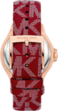 Michael Kors Lennox Three Hand Silver Dial Red Leather Strap Watch For Women - MK7308 Buy Now By Michael Kors