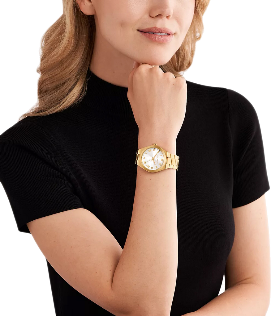 Michael Kors Lennox Three Hand Silver Dial Gold Steel Strap Watch For Women - MK7391 Buy Now By Michael Kors