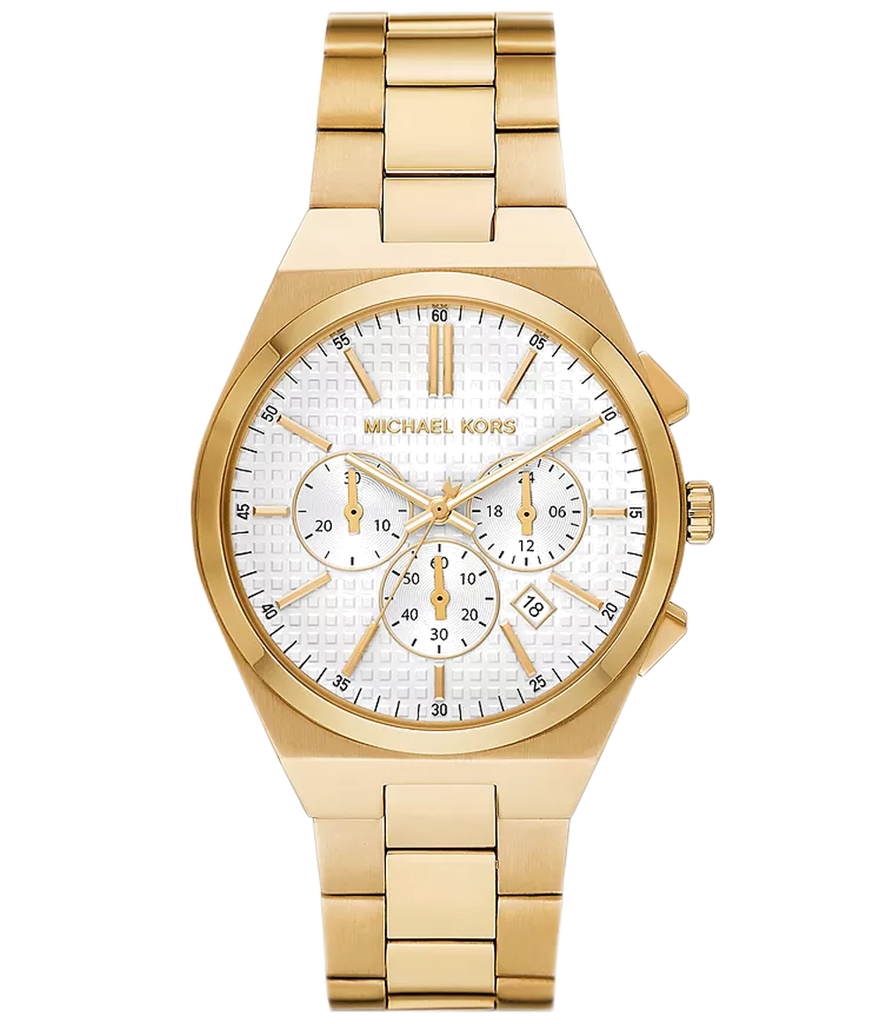 Michael Kors Lennox Chronograph White Dial Gold Steel Strap Watch For Men - MK9120 Buy Now By Michael Kors
