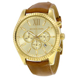 Michael Kors Lexington Chronograph Gold Dial Brown Leather Strap Watch For Men - MK8447 Buy Now By Michael Kors