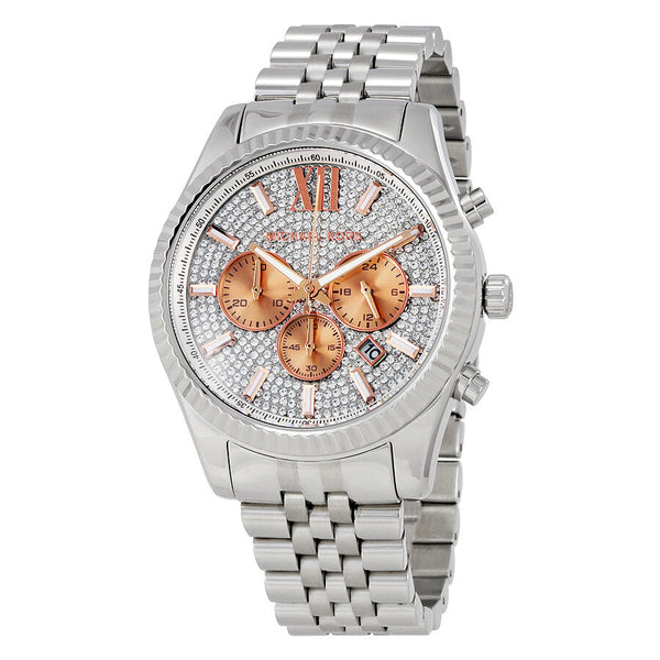 Michael Kors Lexington Chronograph Silver Dial Silver Steel Strap Watch for Men - MK8515 Buy Now By Michael Kors
