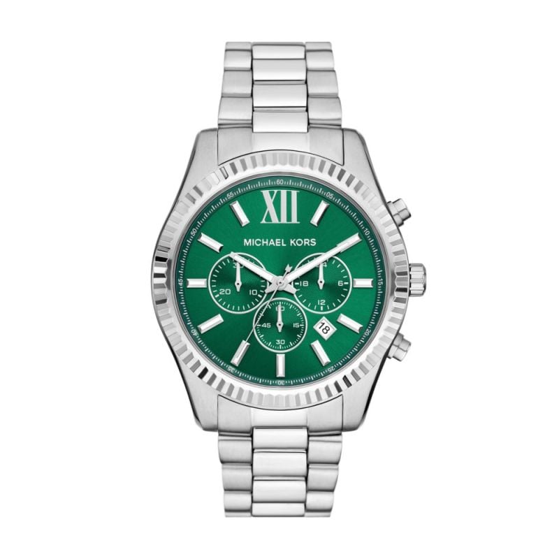 Michael Kors Lexington Chronograph Green Dial Silver Steel Strap Watch for Women - MK9152 Buy Now By Michael Kors