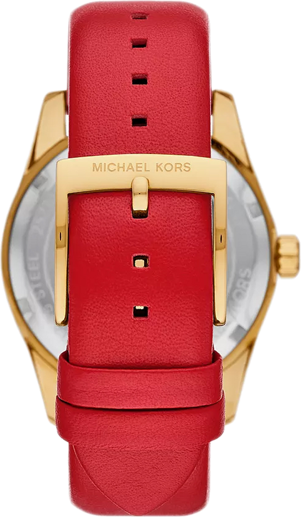 Michael Kors Lexington Three Hand Red Dial Red Leather Strap Watch For Women - MK4747 Buy Now By Michael Kors