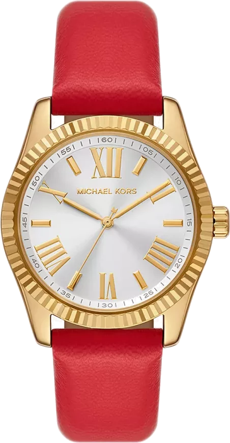 Michael Kors Lexington Three Hand Red Dial Red Leather Strap Watch For Women - MK4747 Buy Now By Michael Kors