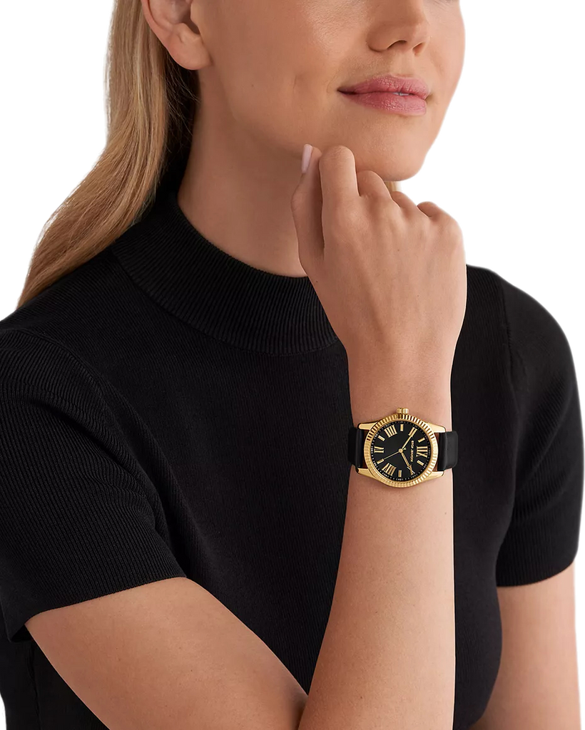 Michael Kors Lexington Black Dial Black Leather Strap Watch For Women - MK4748 Buy Now By Michael Kors