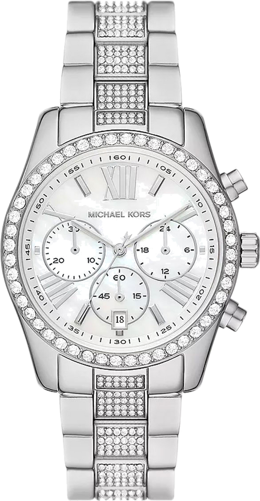 Michael Kors Lexington Chronograph White Dial Silver Steel Strap Watch For Women - MK7243 Buy Now By Michael Kors