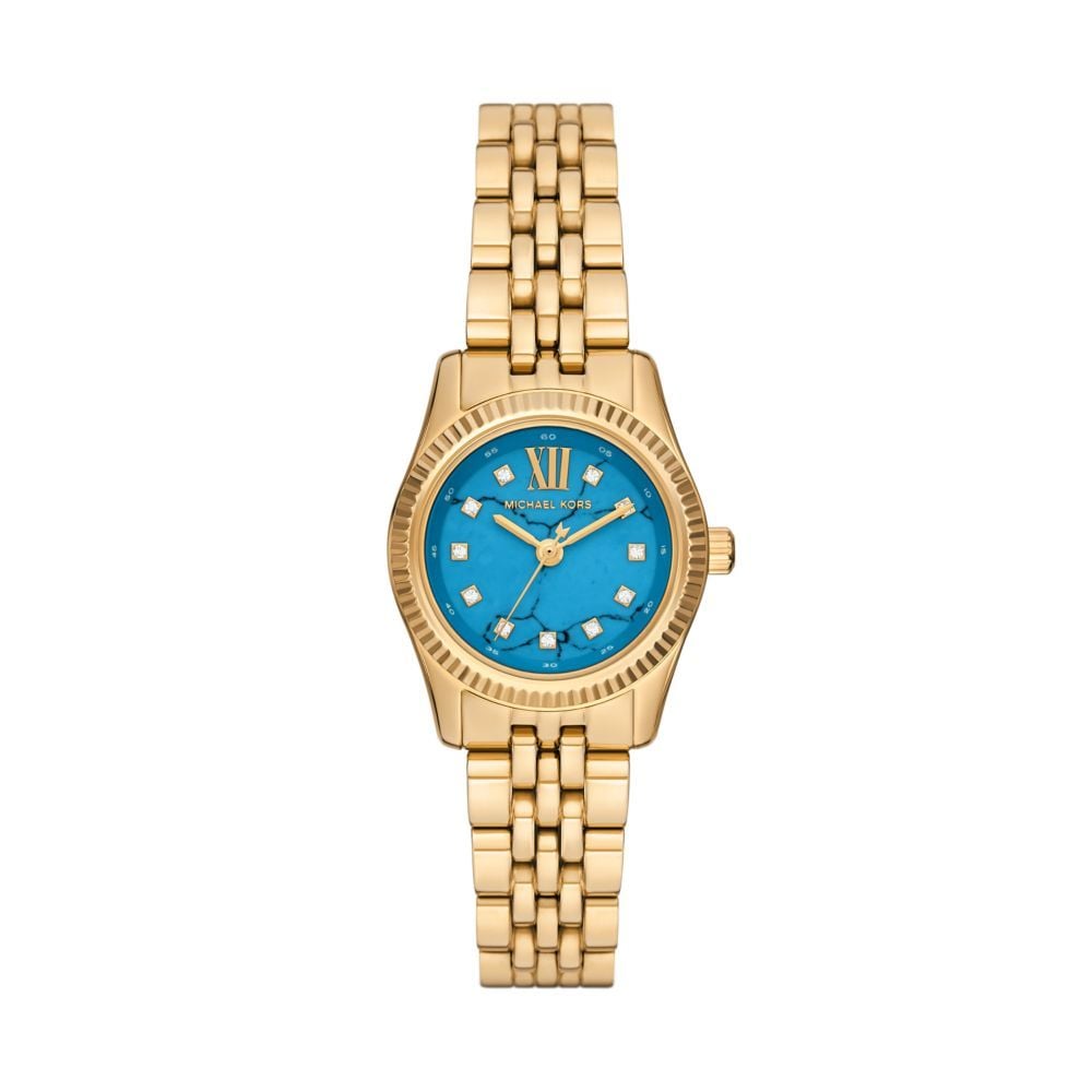 Michael Kors Lexington Three Hand Blue Dial Gold Steel Strap Watch for Women - MK4813 Buy Now By Michael Kors