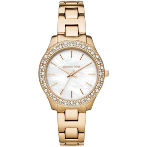 Michael Kors Liliane Mother of Pearl White Dial Gold Steel Strap Watch For Women - MK4555 Buy Now By Michael Kors