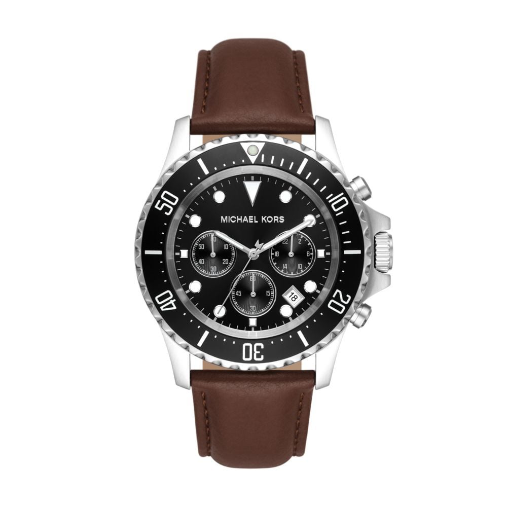 Michael Kors Everest Chronograph Black Dial Brown Leather Strap Watch For Men - MK9054 Buy Now By Michael Kors