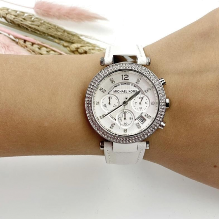 Michael Kors Parker White Dial White Leather Strap Watch for Women - MK2277 Buy Now By Michael Kors