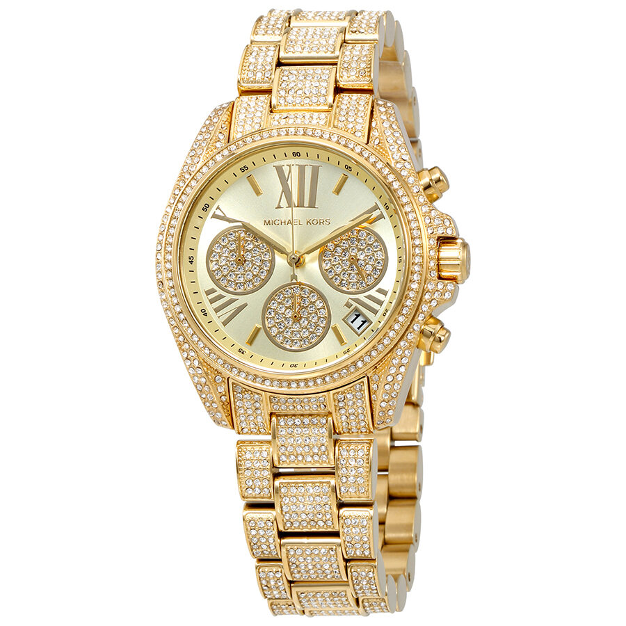 Michael Kors Mini Bradshaw Crystals Gold Dial Gold Steel Strap Watch For Women - MK6494 Buy Now By Michael Kors