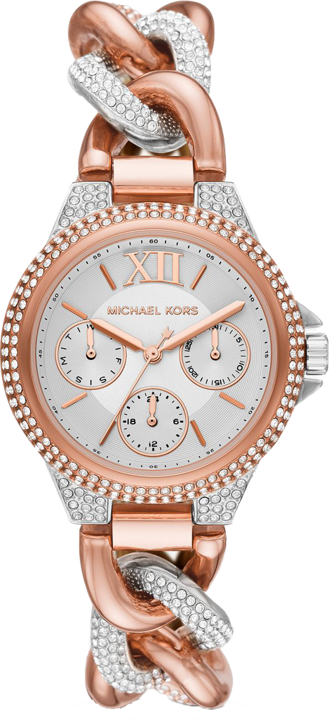Michael Kors Camille Pavé Chronograph Silver Dial Two Tone Steel Strap Watch for Women - MK6843 Buy Now By Michael Kors