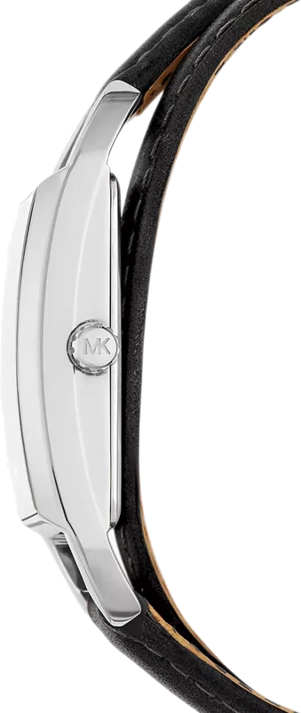 Michael Kors Empire Three-Hand Silver Dial Black Leather Strap Watch For Women - MK4722 Buy Now By Michael Kors