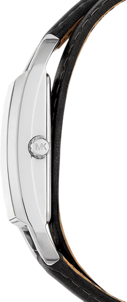 Michael Kors Empire Three-Hand Silver Dial Black Leather Strap Watch For Women - MK4722 Buy Now By Michael Kors