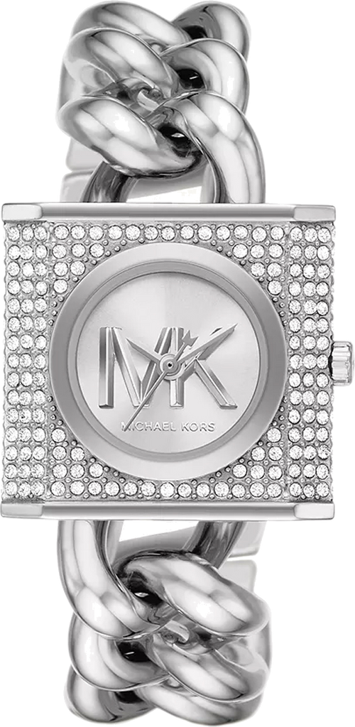 Michael Kors Chain Lock Pave Silver Dial Silver Steel Strap Watch For Women - MK4718 Buy Now By Michael Kors