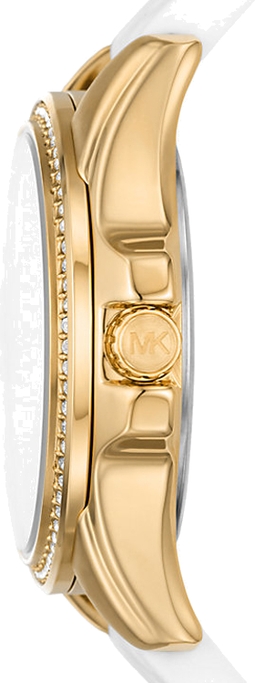 Michael Kors Mini Pilot Quartz Silver Dial White Silicone Strap Watch For Women - MK7372 Buy Now By Michael Kors