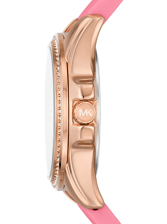 Michael Kors Mini Pilot Quartz Rose Gold Dial Pink Silicone Strap Watch For Women - MK7375 Buy Now By Michael Kors