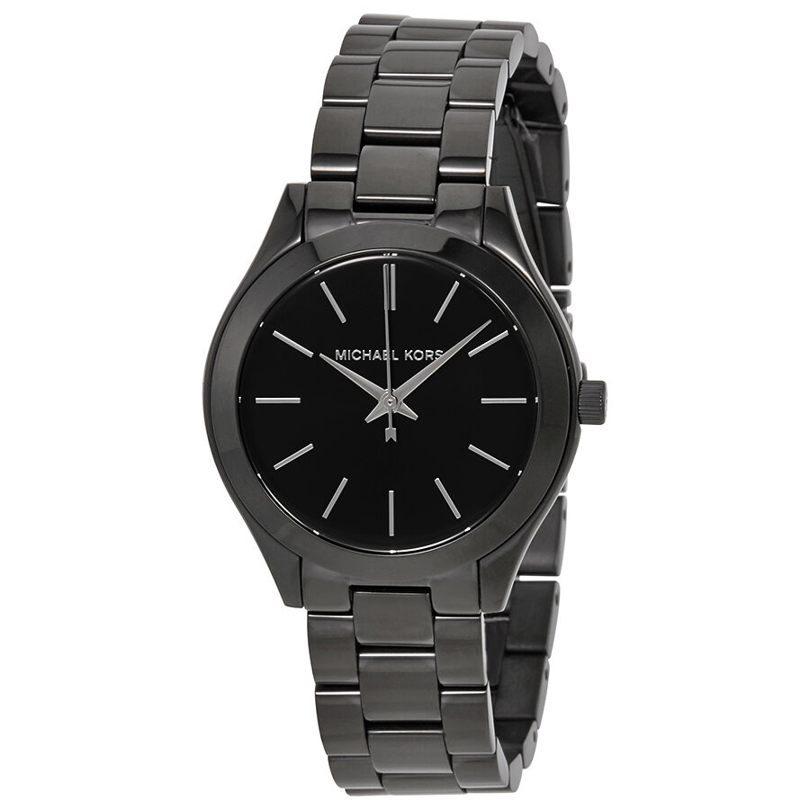 Michael Kors Mini Slim Runway Black Dial Black Steel Strap Watch for Women - MK3587 Buy Now By Michael Kors