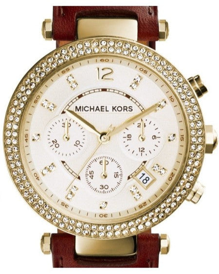 Michael Kors Parker Champagne Gold Dial Brown Leather Strap Watch for Women - MK2249 Buy Now By Michael Kors