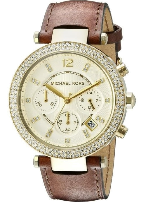 Michael Kors Parker Champagne Gold Dial Brown Leather Strap Watch for Women - MK2249 Buy Now By Michael Kors