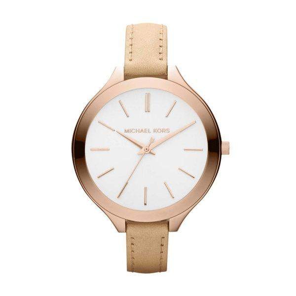 Michael Kors Runway Slim Quartz White Dial Beige Leather Strap Watch For Women - MK2284 Buy Now By Michael Kors