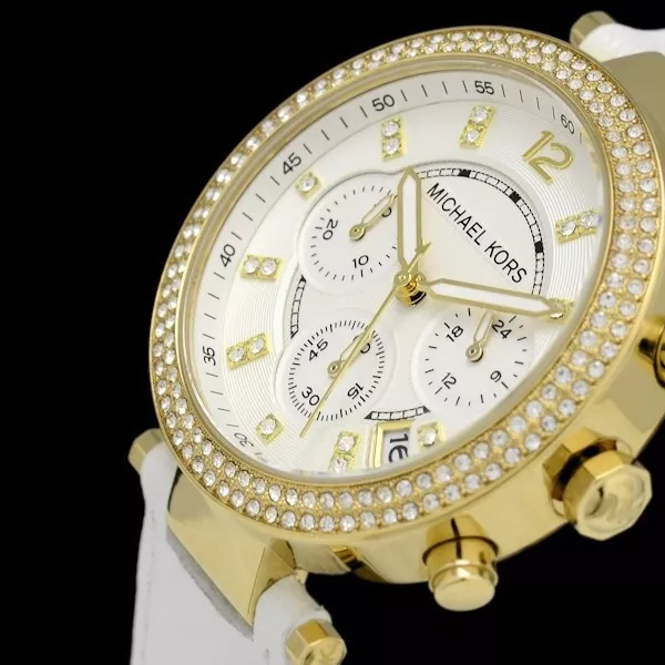 Michael Kors Parker White Dial with Diamonds White Leather Strap Watch for Women - MK2290 Buy Now By Michael Kors