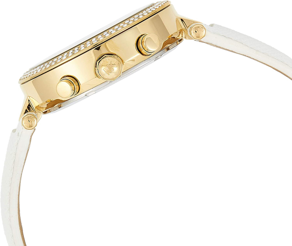 Michael Kors Parker White Dial with Diamonds White Leather Strap Watch for Women - MK2290 Buy Now By Michael Kors