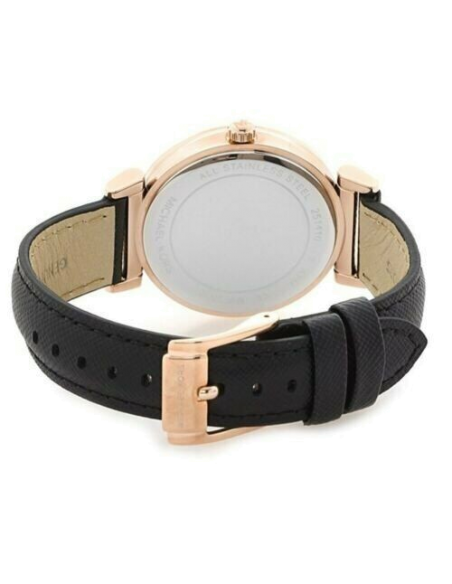 Michael Kors Catlin Rose Gold Crystal Dial Black Leather Strap Watch for Women - MK2376 Buy Now By Michael Kors